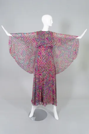 Paisley Silk Cape Dress