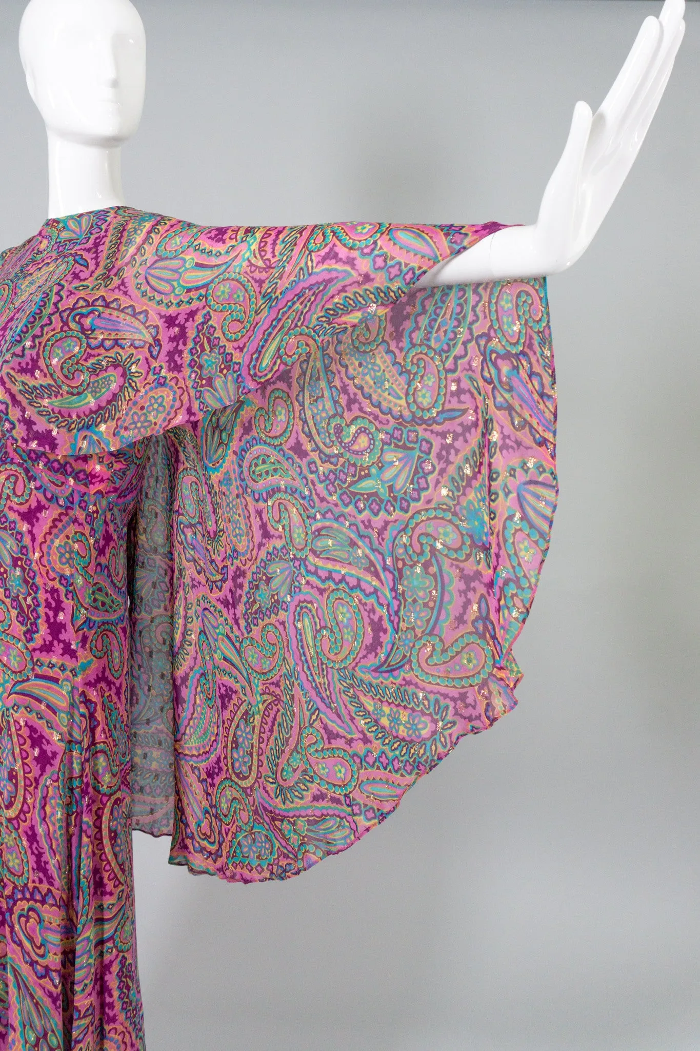Paisley Silk Cape Dress