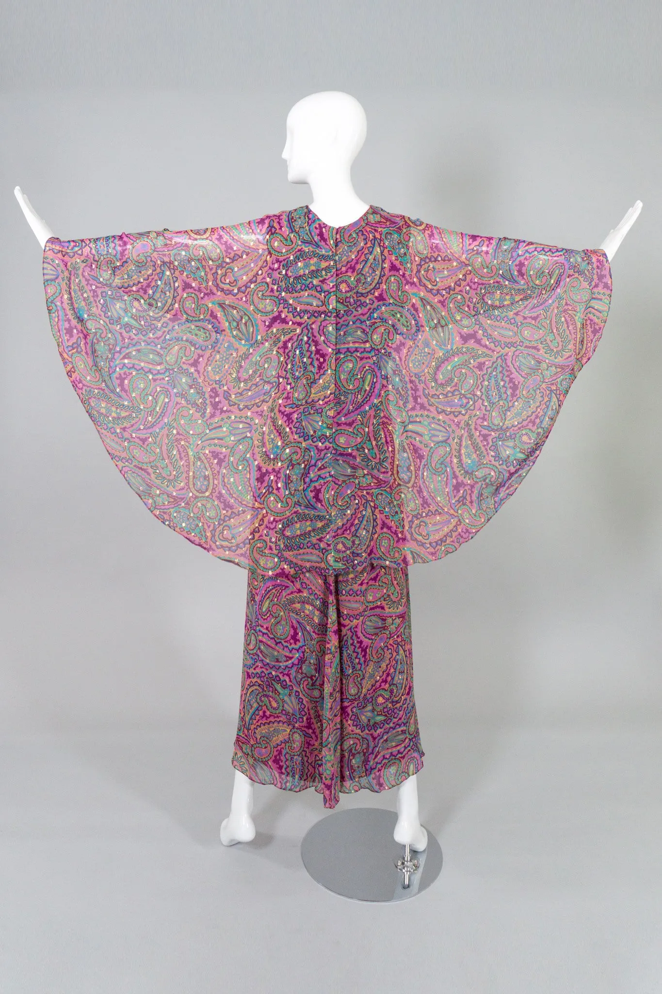 Paisley Silk Cape Dress