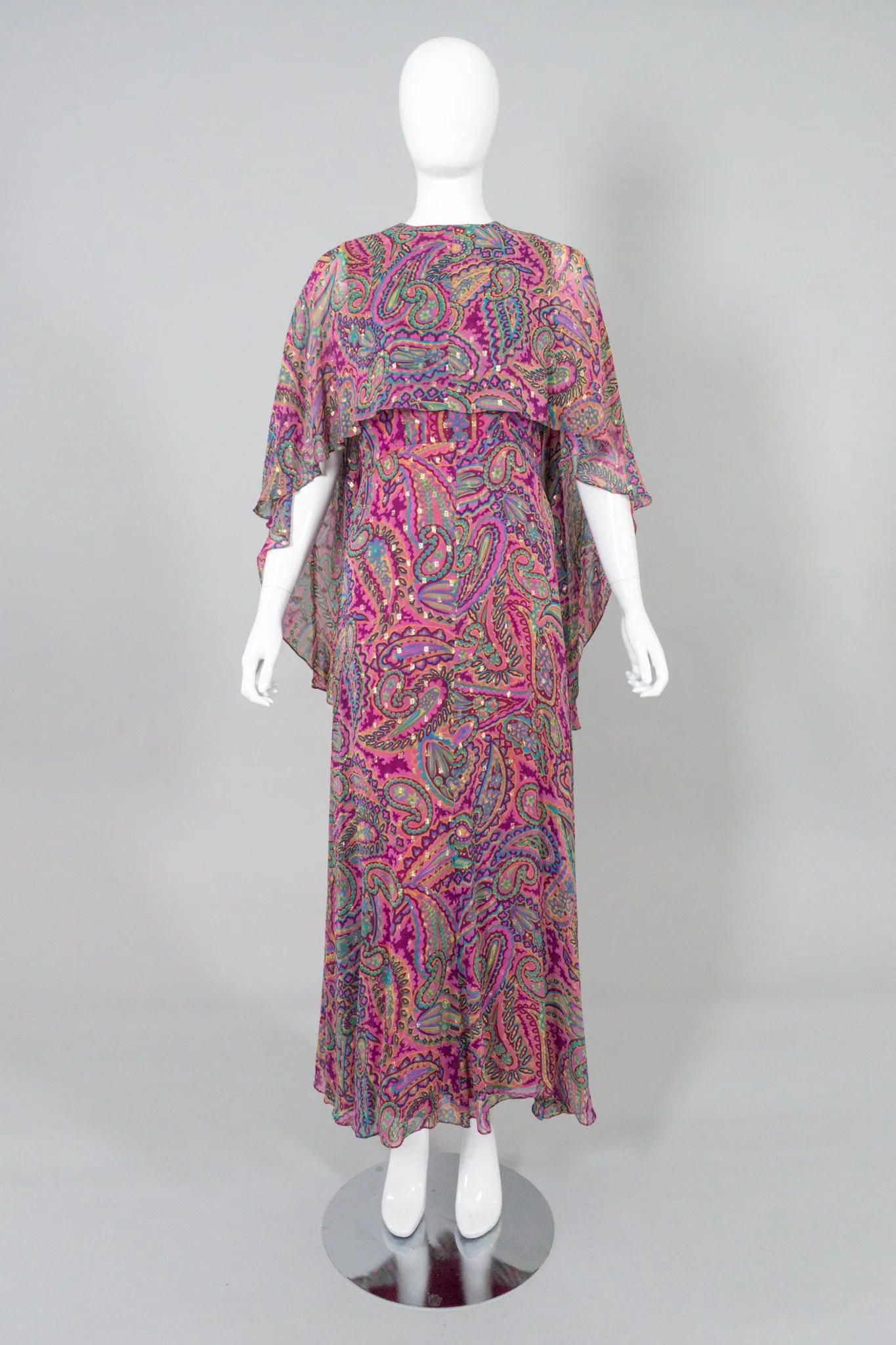Paisley Silk Cape Dress