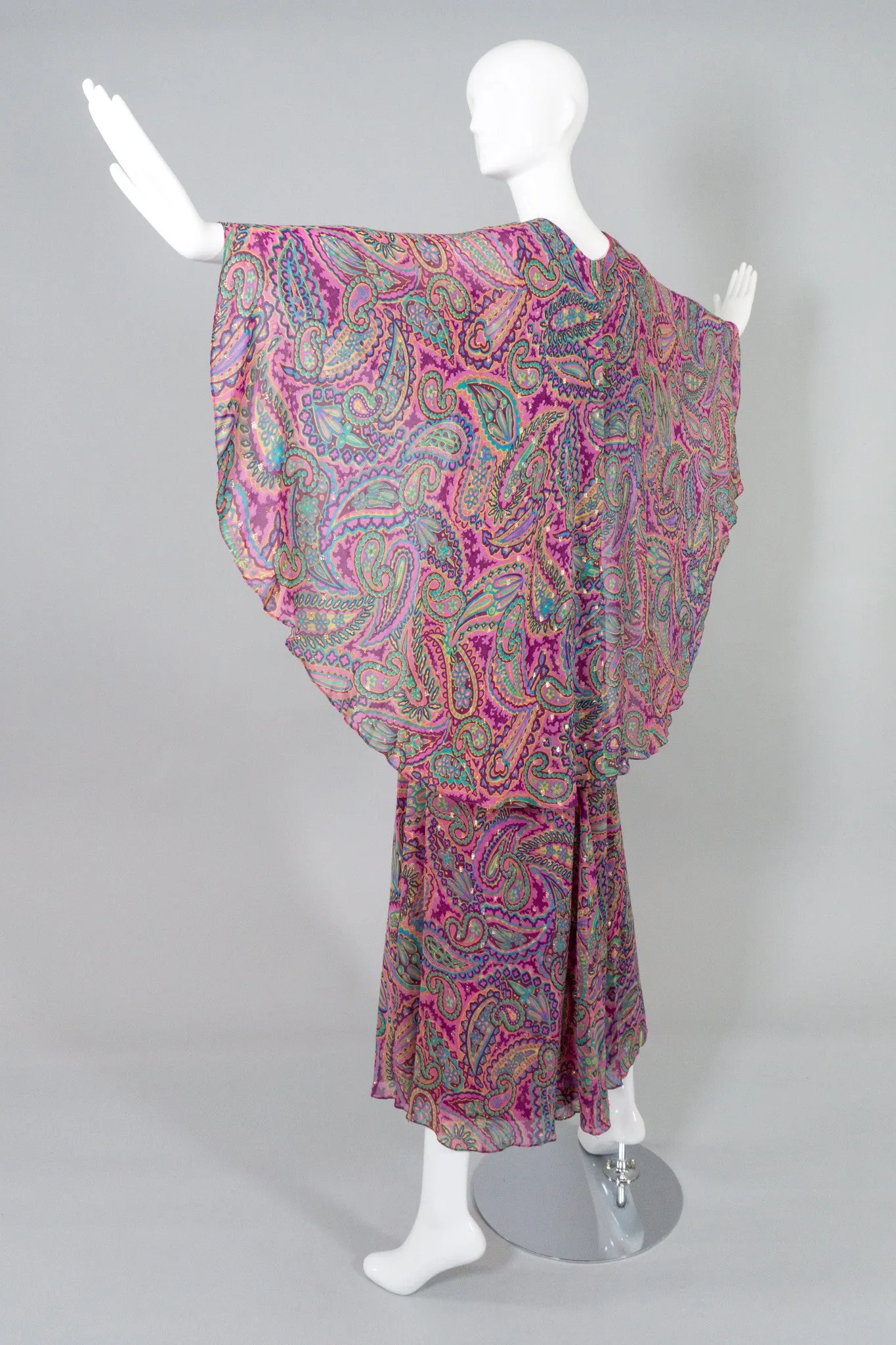 Paisley Silk Cape Dress
