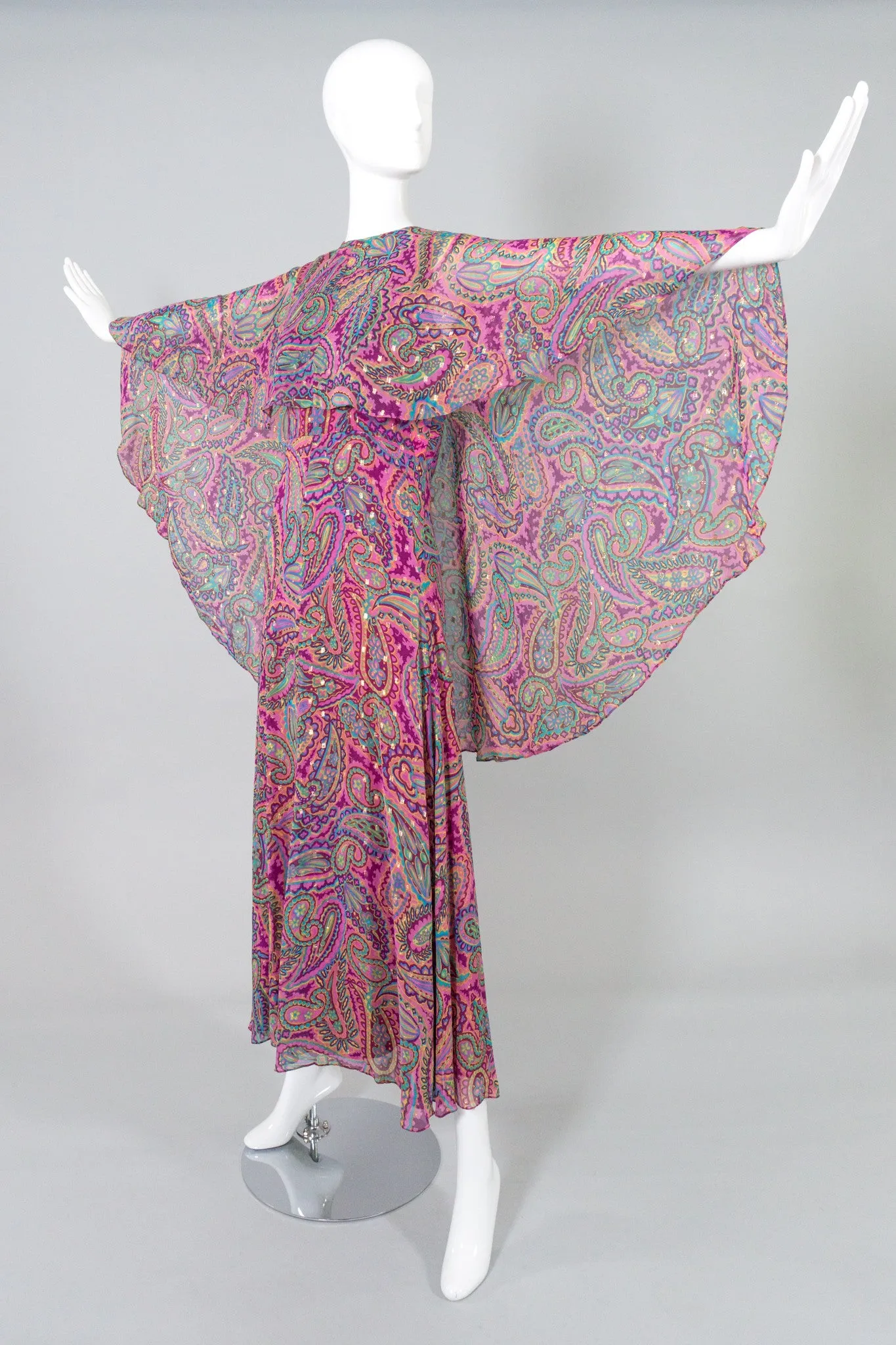 Paisley Silk Cape Dress