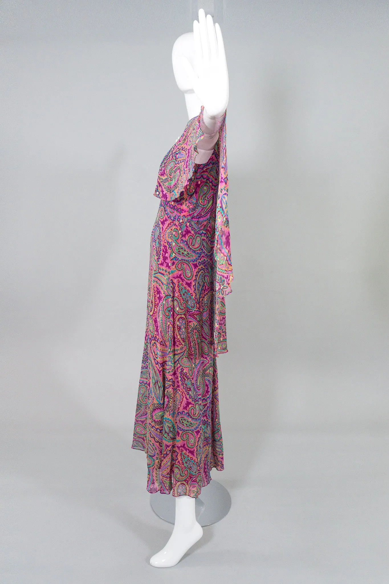 Paisley Silk Cape Dress