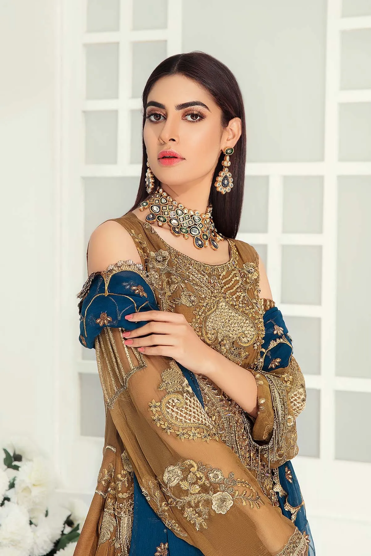 Pakistani Chiffon Suit with Embroidery #J6120