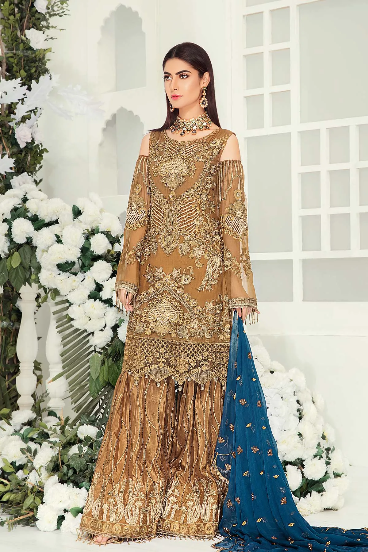 Pakistani Chiffon Suit with Embroidery #J6120