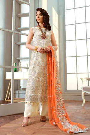 Pakistani Designer Chiffon Dress in White Color #N7034
