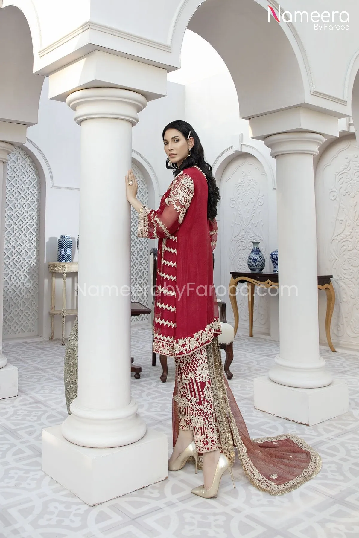Pakistani Embroidered Chiffon Dress for Party #BP169