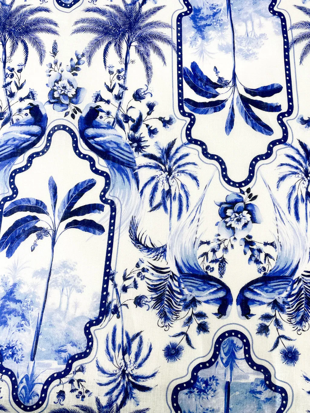 Palm Tree Tropical Handkerchief Light Weight 100% Linen Fabric By The Yard/CL1108