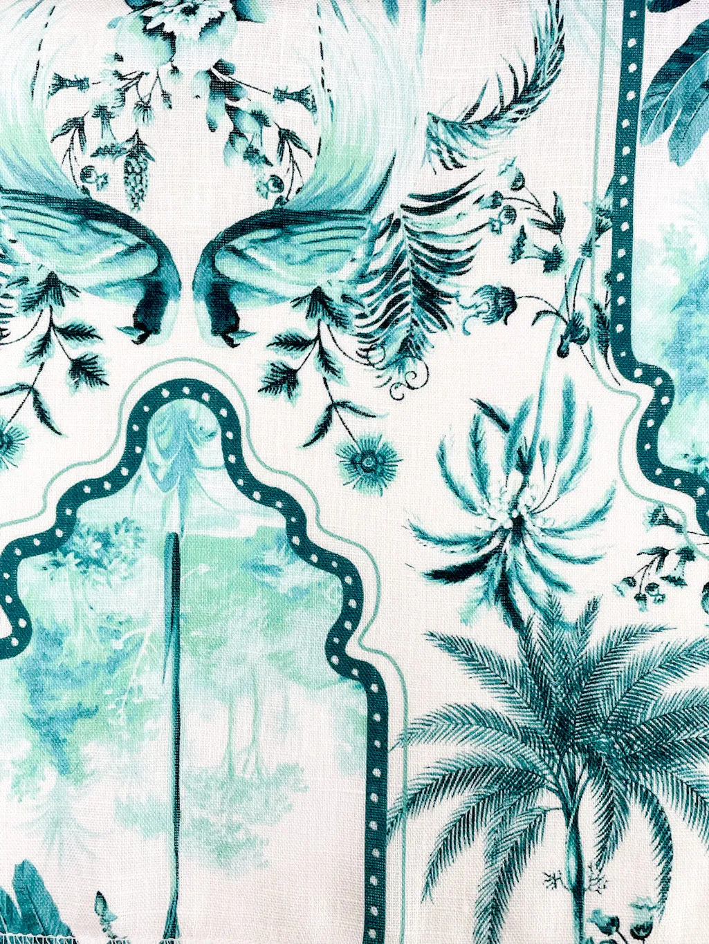 Palm Tree Tropical Handkerchief Light Weight 100% Linen Fabric By The Yard/CL1108