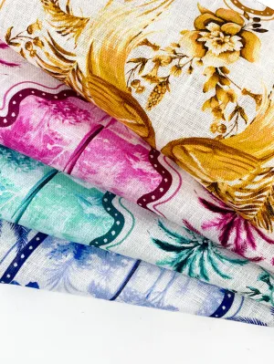 Palm Tree Tropical Handkerchief Light Weight 100% Linen Fabric By The Yard/CL1108