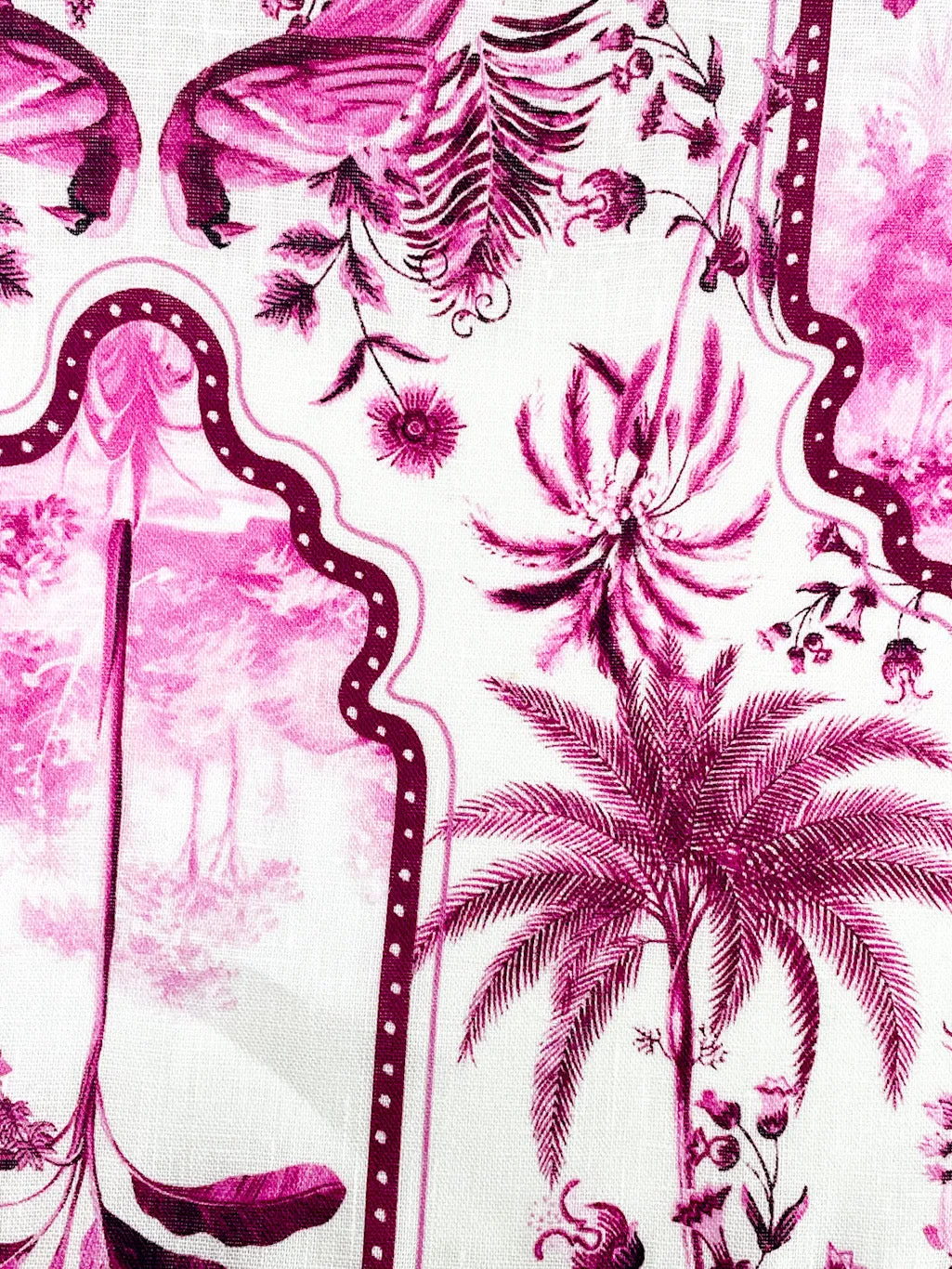 Palm Tree Tropical Handkerchief Light Weight 100% Linen Fabric By The Yard/CL1108
