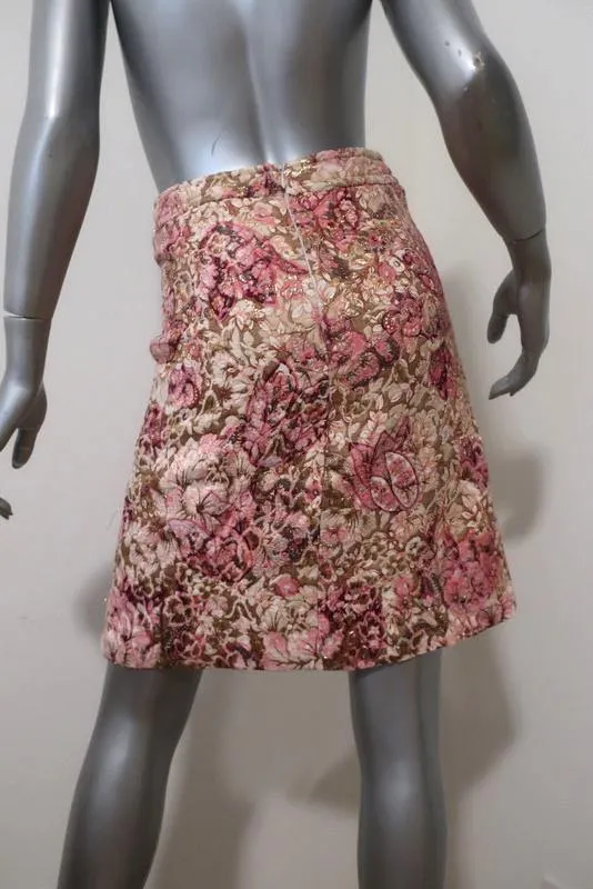 Paul & Joe Skirt Pink/Gold Lurex Floral Jacquard Size 36