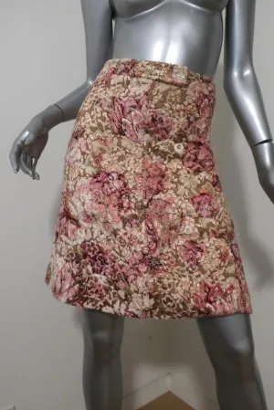 Paul & Joe Skirt Pink/Gold Lurex Floral Jacquard Size 36