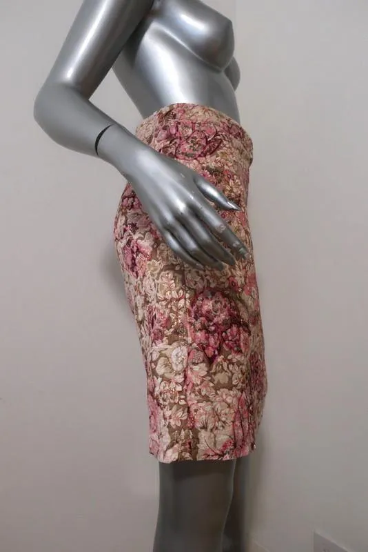 Paul & Joe Skirt Pink/Gold Lurex Floral Jacquard Size 36