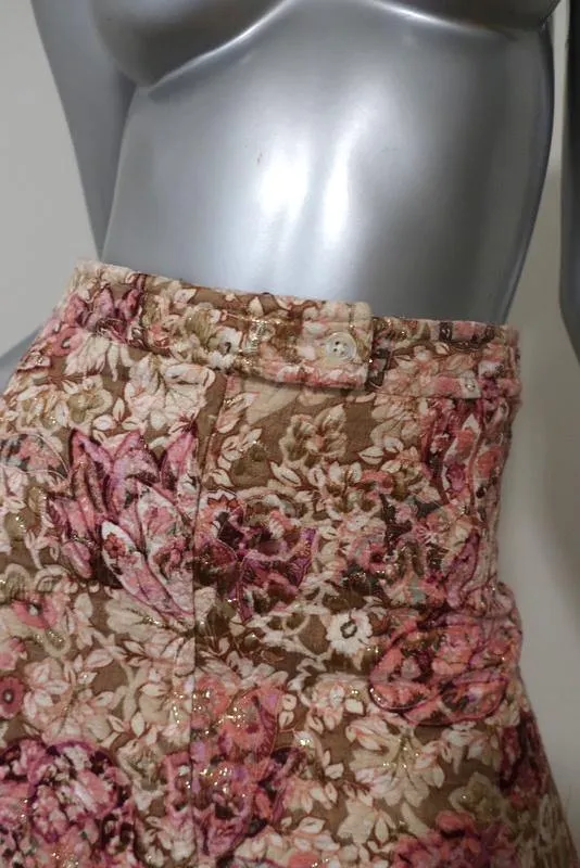 Paul & Joe Skirt Pink/Gold Lurex Floral Jacquard Size 36