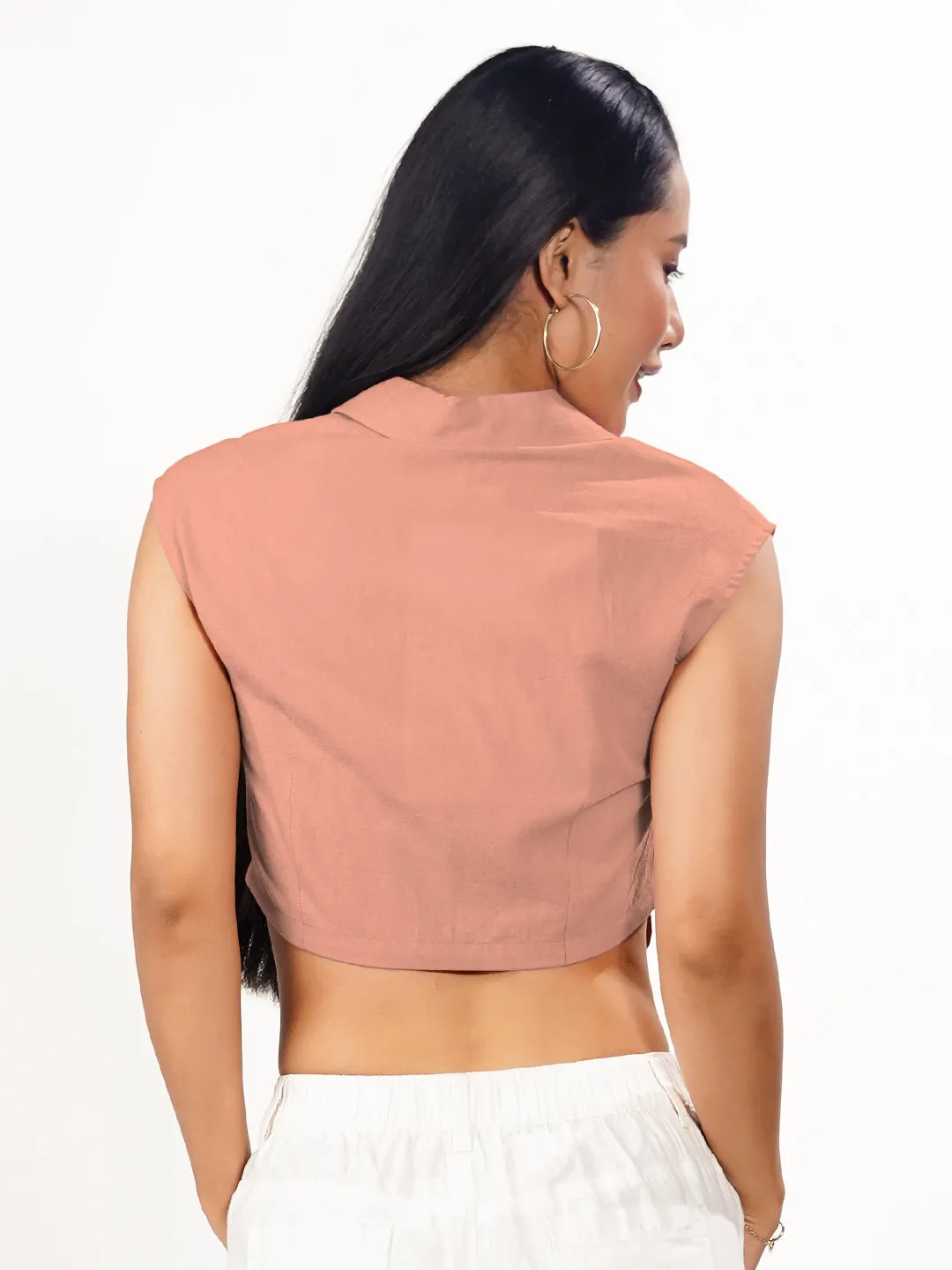 Peach Solid Collared Shirt
