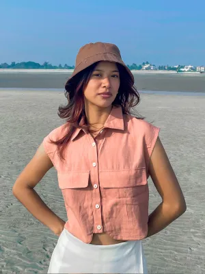 Peach Solid Collared Shirt