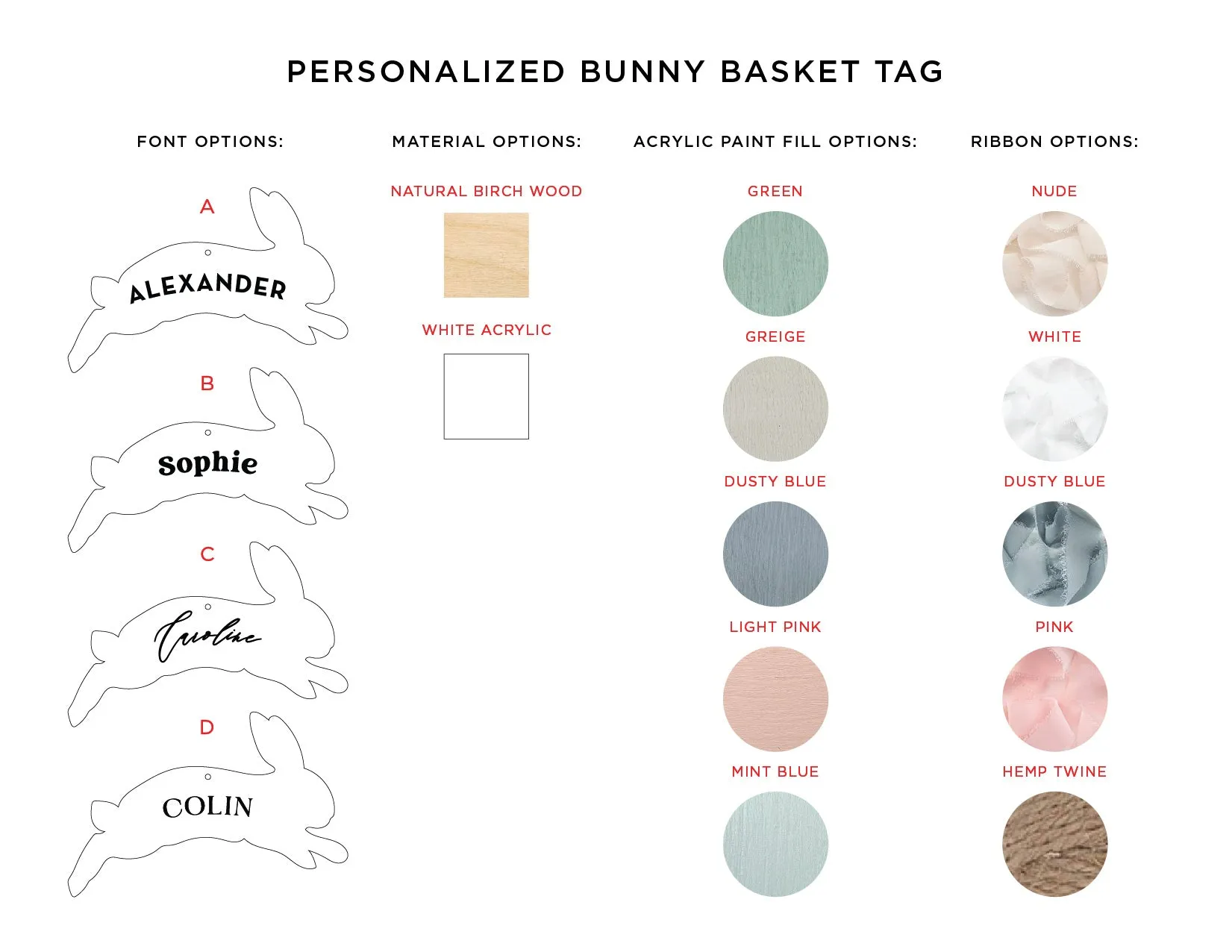 Personalized Acrylic Bunny Basket Tag