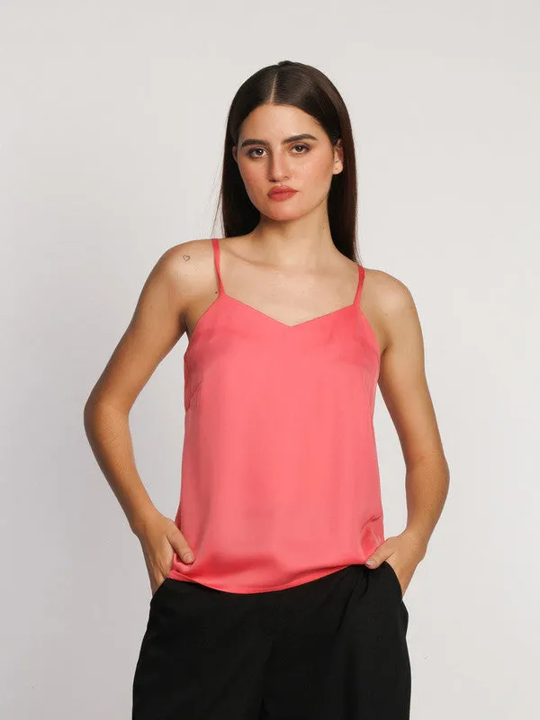 Pink Solid Regular Tank Top