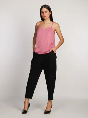 Pink Solid Regular Tank Top