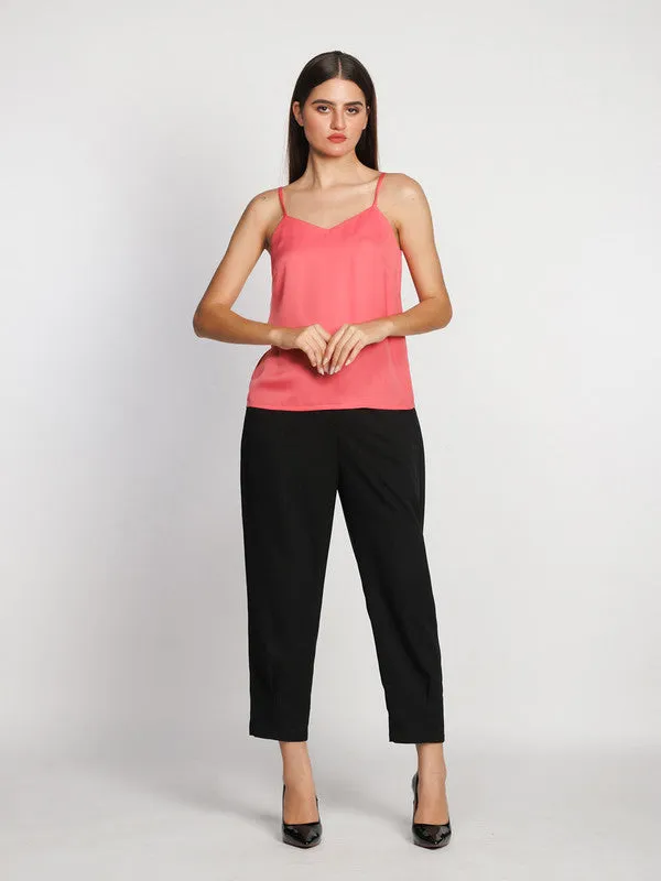 Pink Solid Regular Tank Top