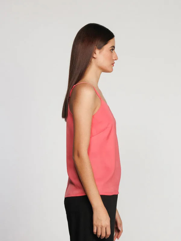 Pink Solid Regular Tank Top