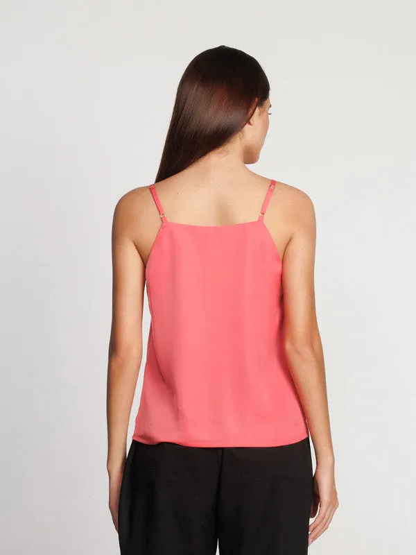 Pink Solid Regular Tank Top