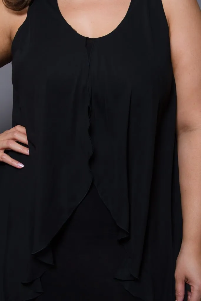 Plus Size Flowy Layered Chiffon Cape Dress
