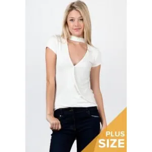 Plus Size Rayon Span Cross Drape High Low Top (New 2 You Lx)