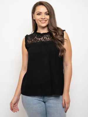 PLUS SIZE SLEEVELESS LACE DETAIL TOP