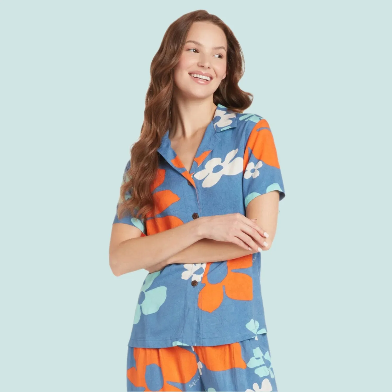 Print Top - Tradewinds Retro Blue
