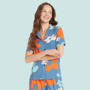 Print Top - Tradewinds Retro Blue