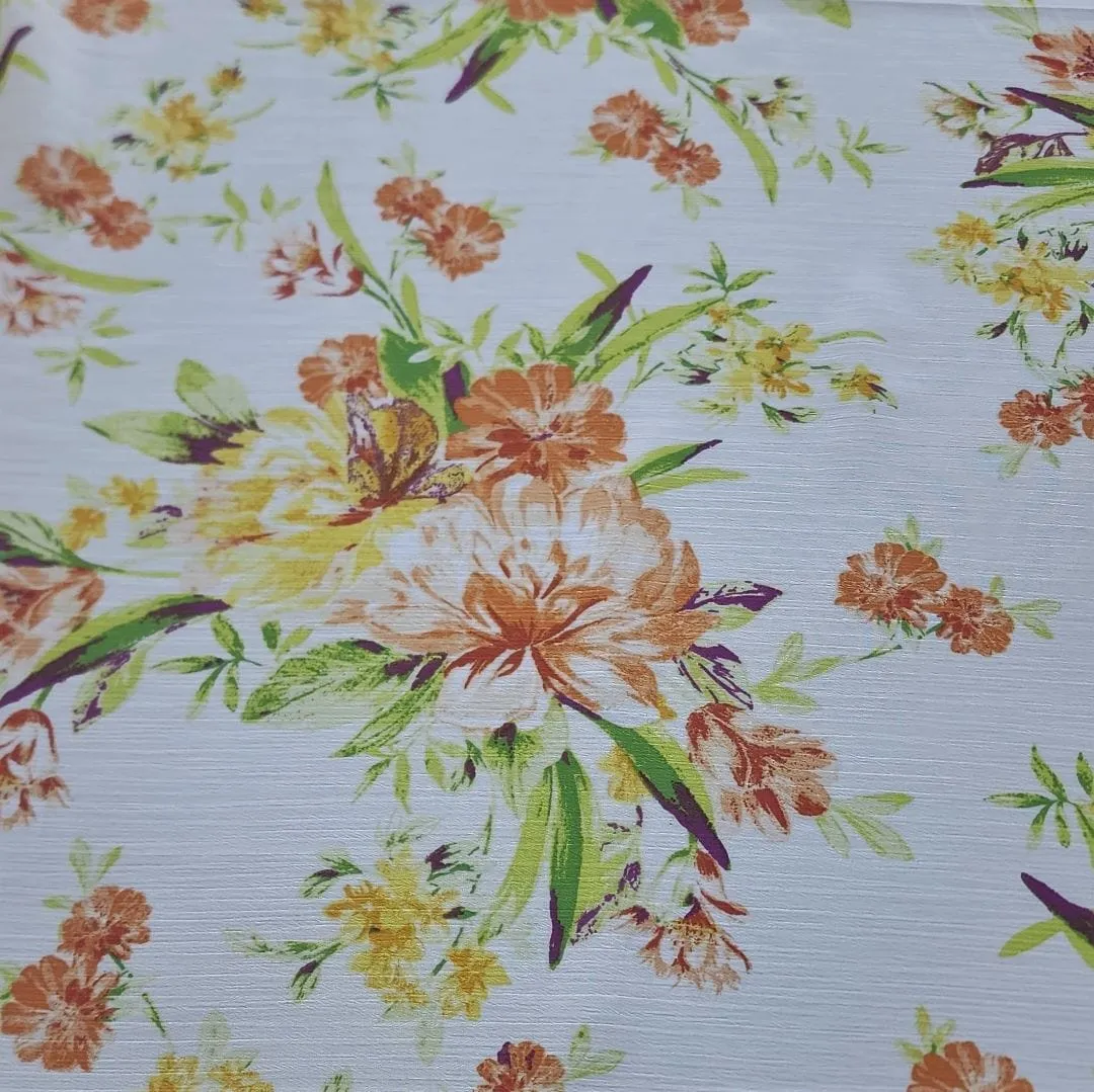 Printed Chiffon Fabric White/Orange 150cm