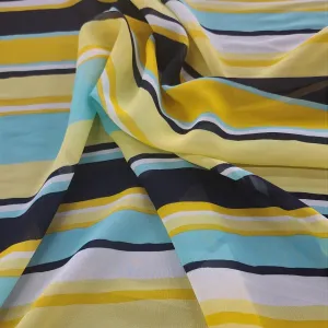 Printed Chiffon Fabric Yellow/Blue 150cm