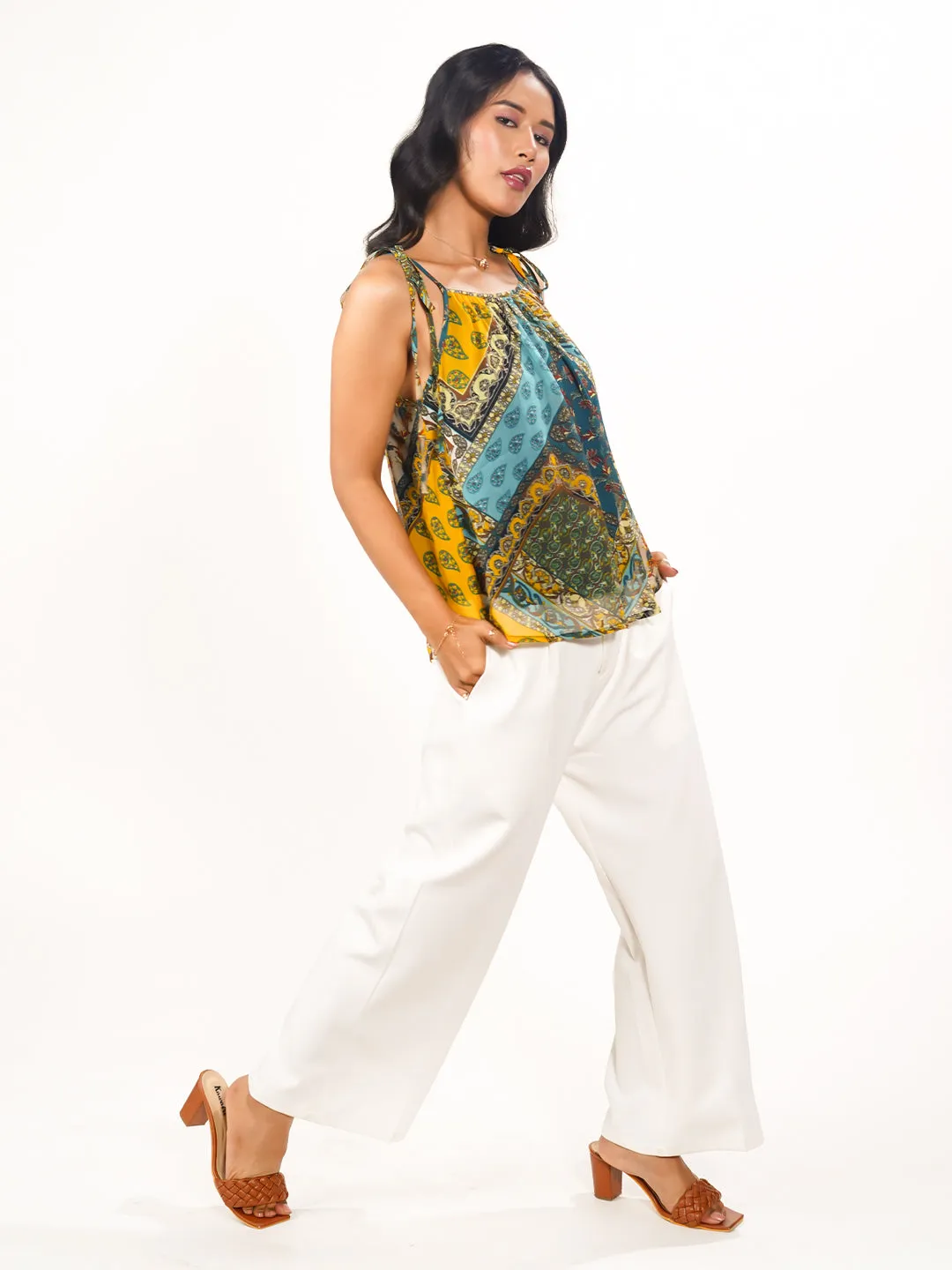 Printed Round Neck Top