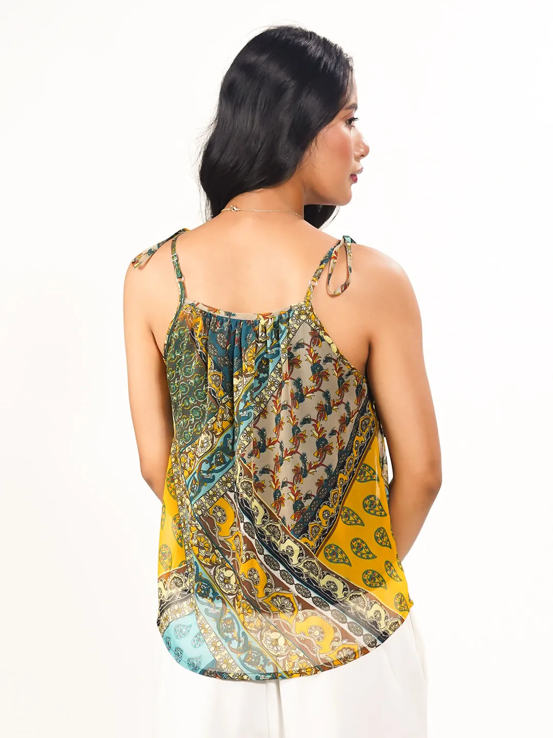 Printed Round Neck Top