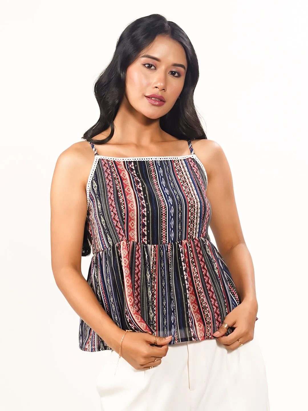 Printed Square Neck Top