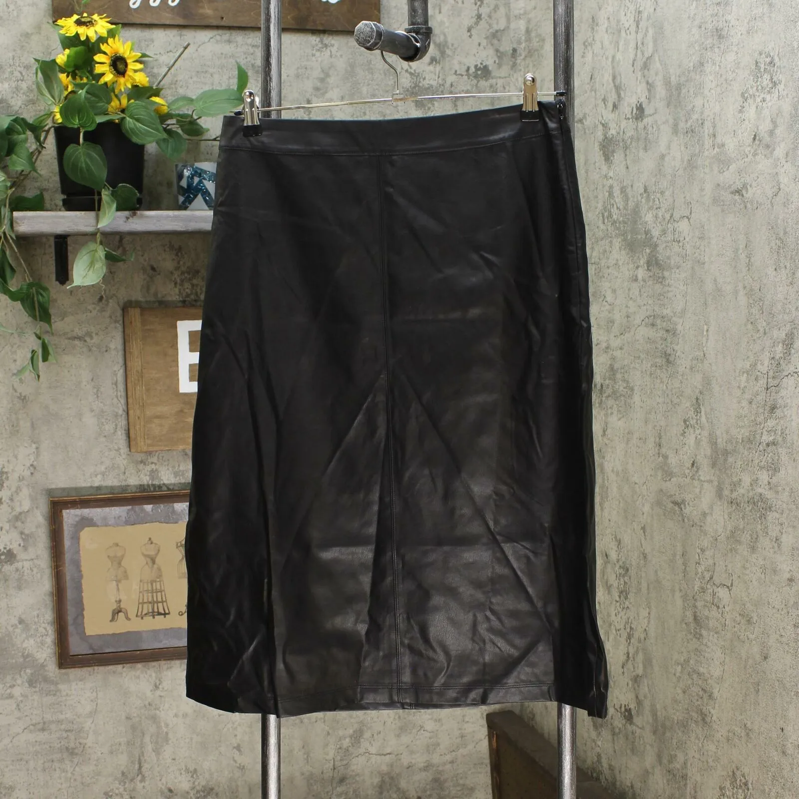 Prologue Women's Faux Leather A-Line Midi Skirt
