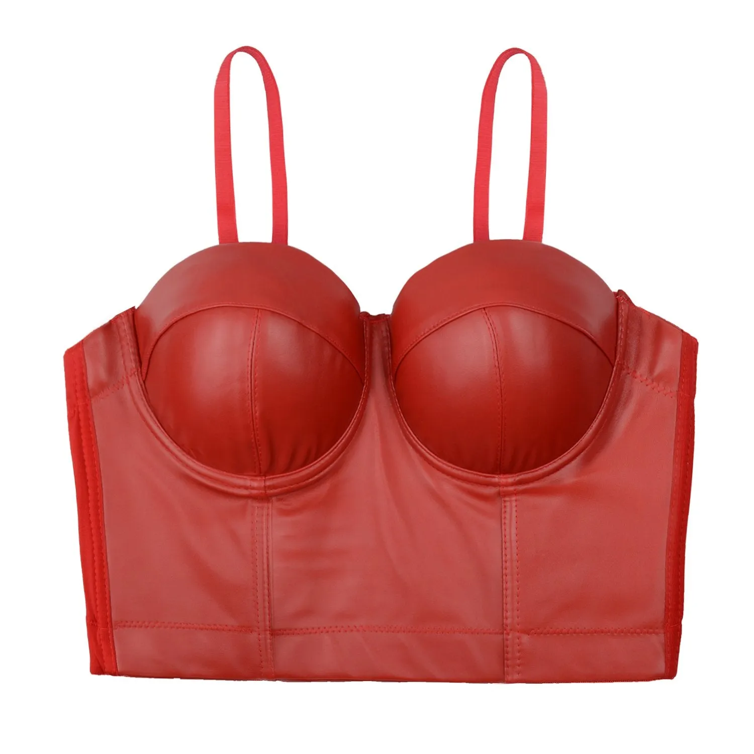 PU Leather Sexy Bustier Crop Top Bra