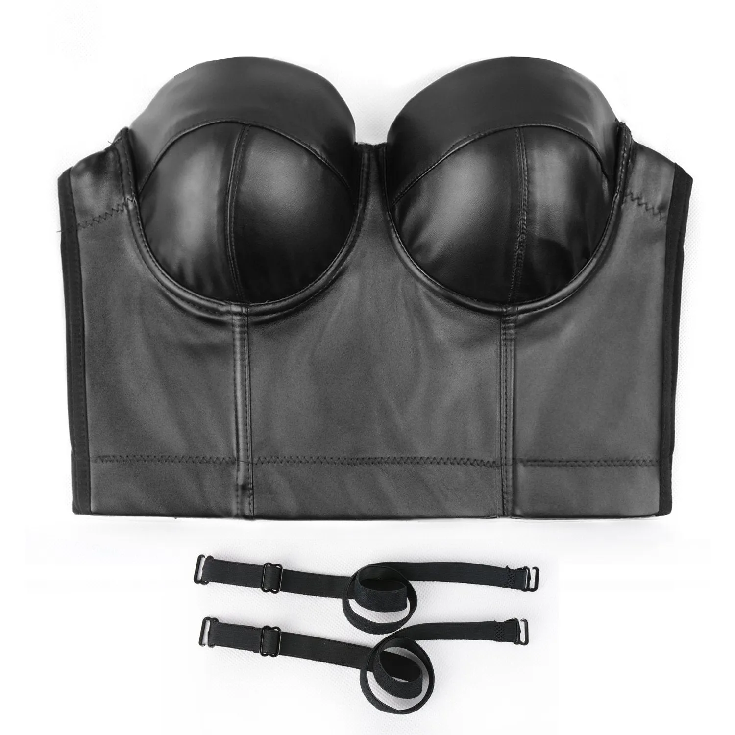 PU Leather Sexy Bustier Crop Top Bra