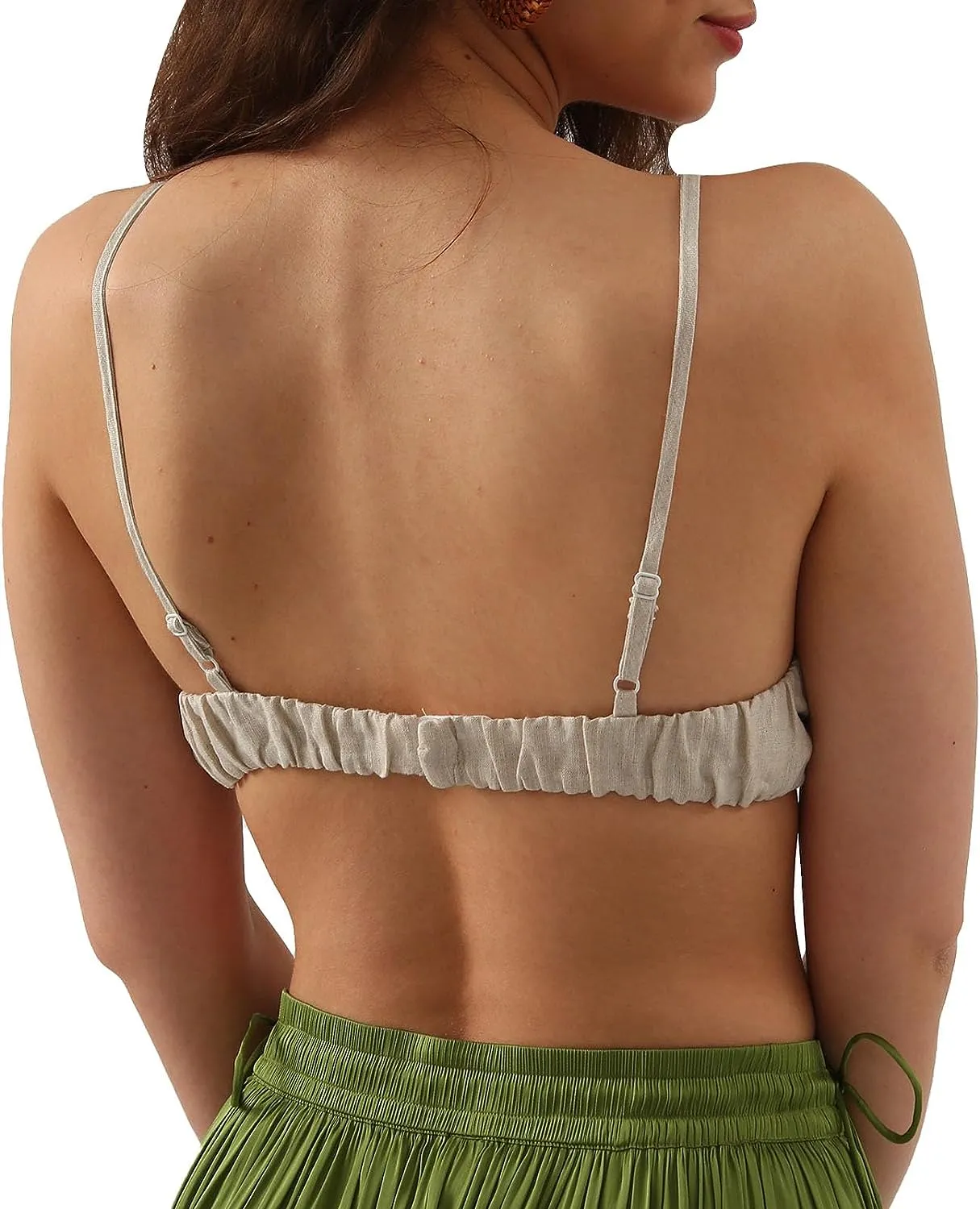 Pure Linen Bikini Bathing Suit Spaghetti Straps Tops