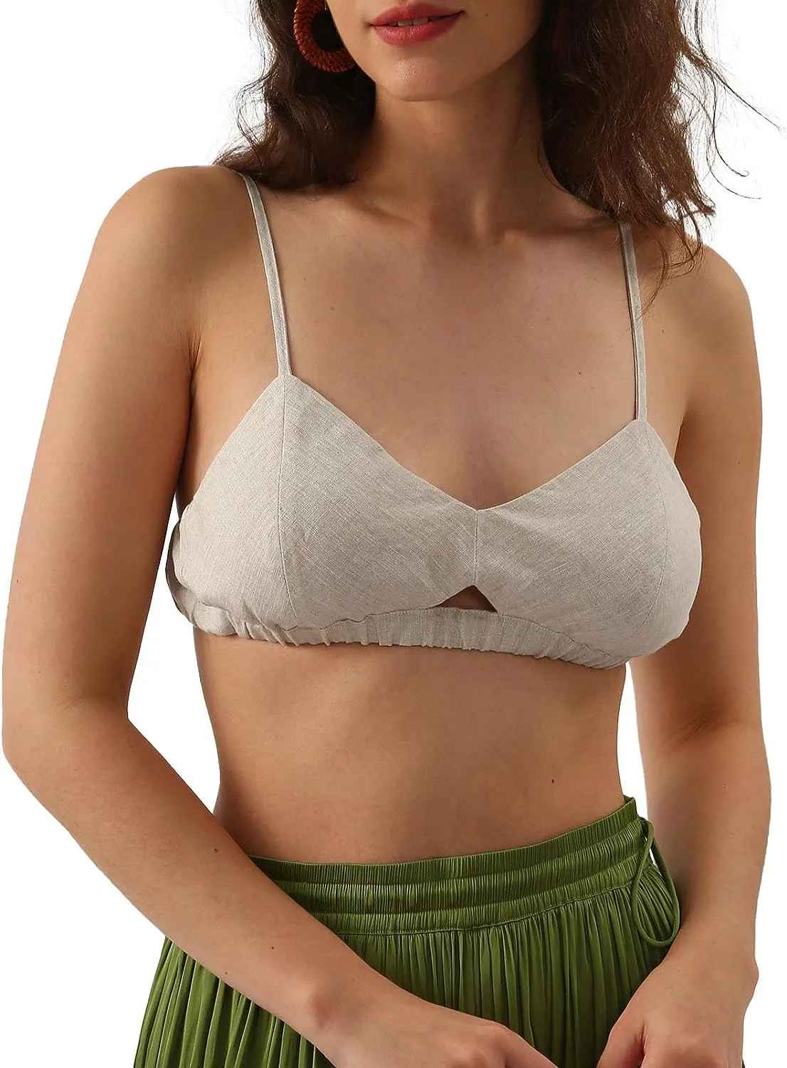 Pure Linen Bikini Bathing Suit Spaghetti Straps Tops