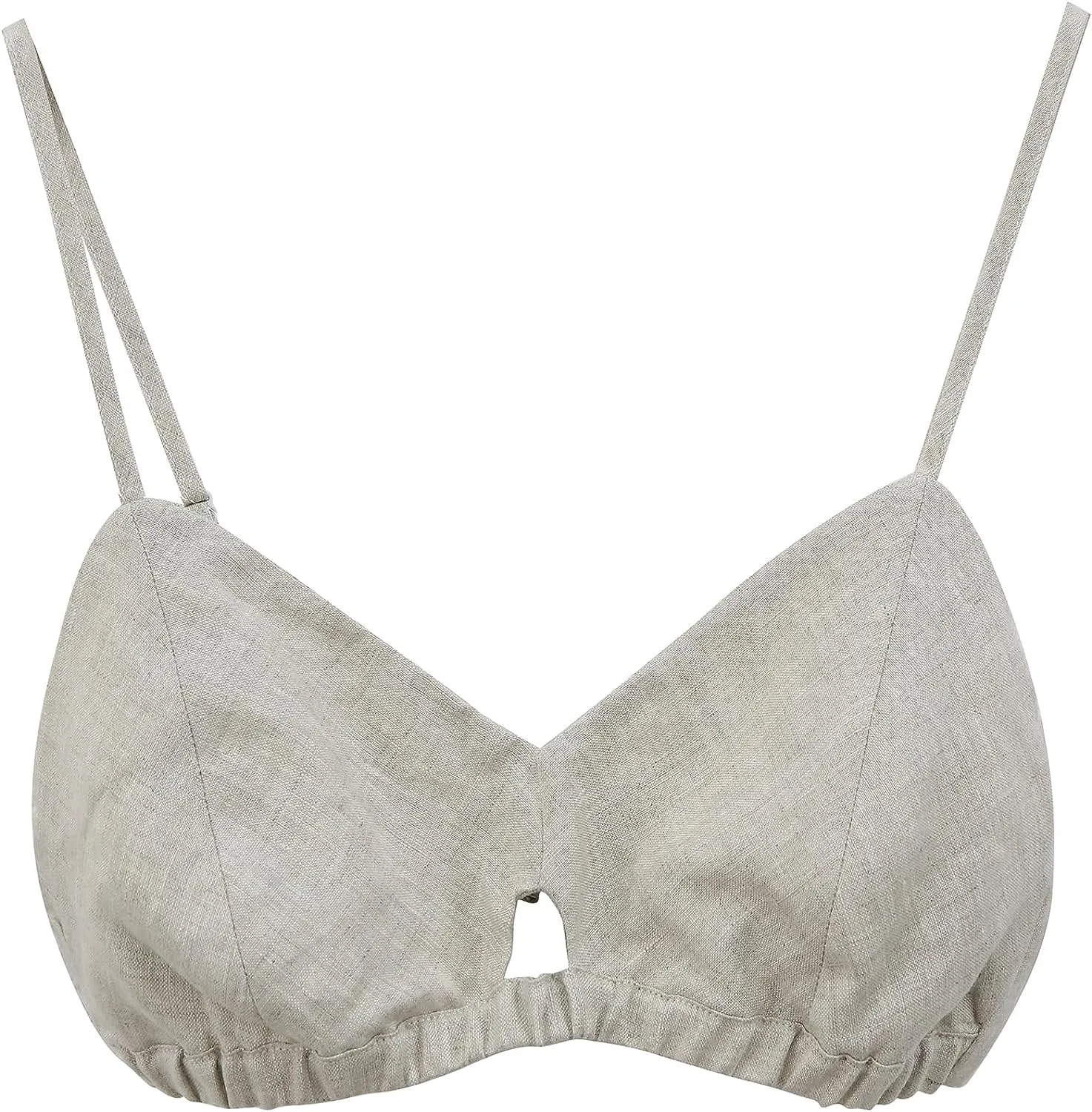 Pure Linen Bikini Bathing Suit Spaghetti Straps Tops