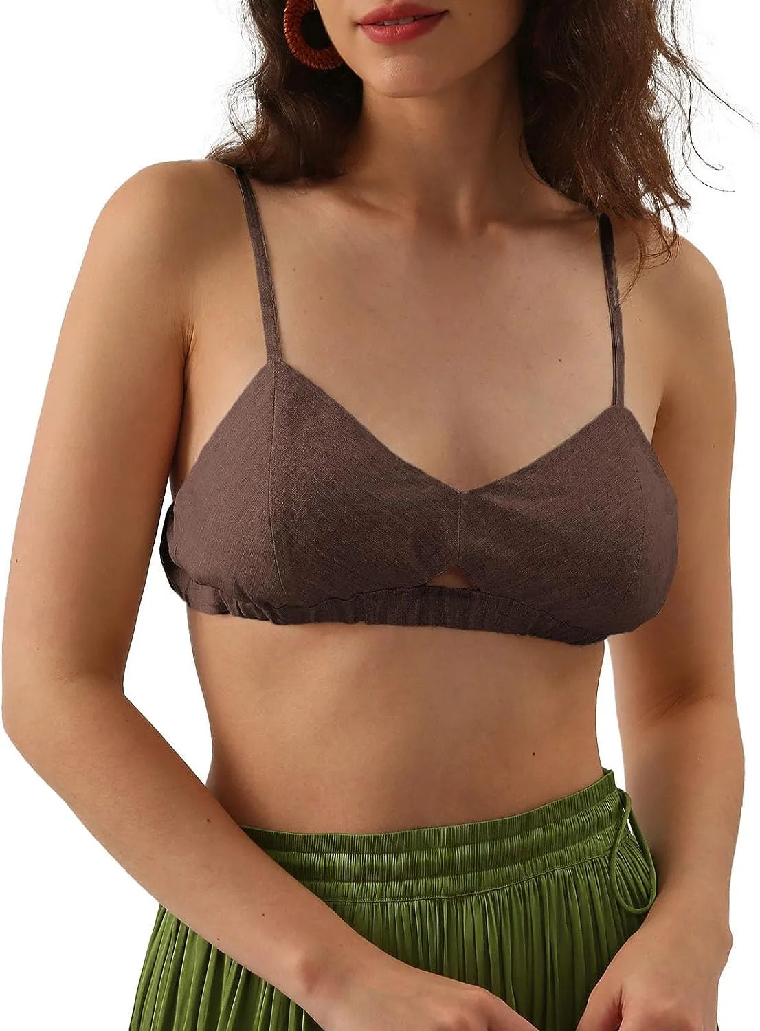 Pure Linen Bikini Bathing Suit Spaghetti Straps Tops