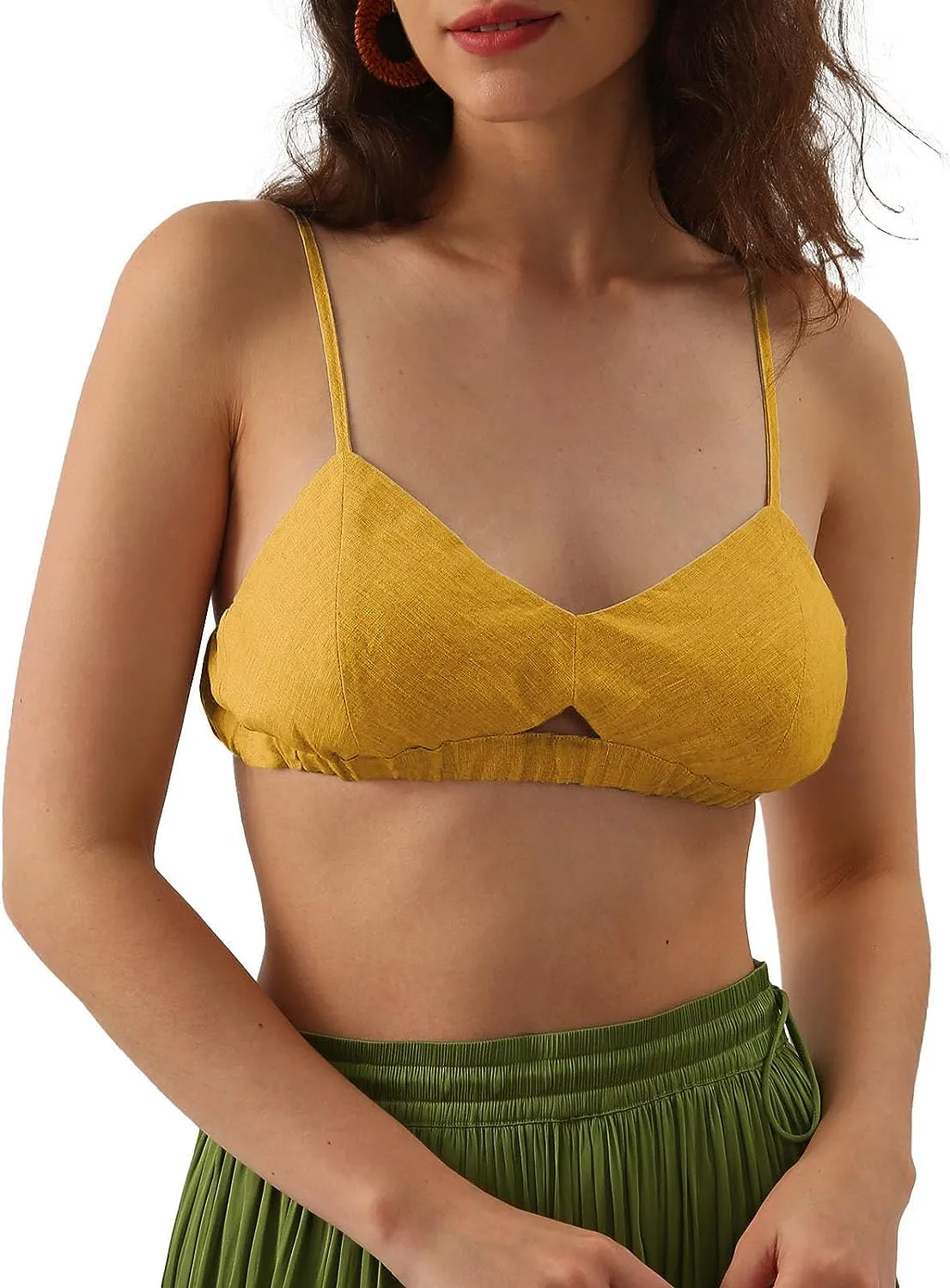 Pure Linen Bikini Bathing Suit Spaghetti Straps Tops