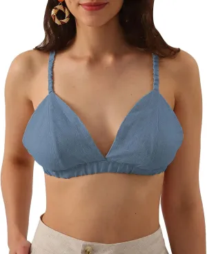 Pure Linen Triangle Bikini Bathing Suit Tops