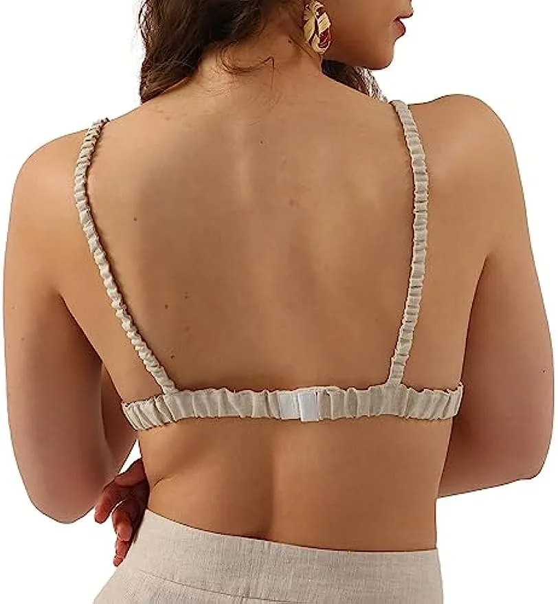Pure Linen Triangle Bikini Bathing Suit Tops