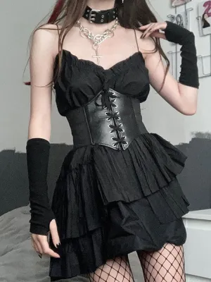 Purpdrank - Black Sexy Women's Corset Top Female Gothic Clothing Underbust Waist Sexy Bridal Bustier Body Slimming Wide Belts Dress Girdle