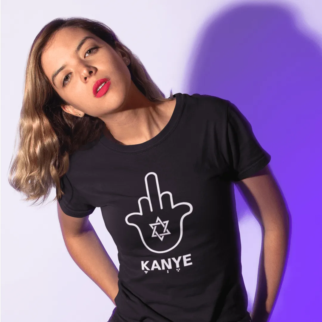 "FUCK KANYE HAMSA" Black Custom T-Shirt for Women