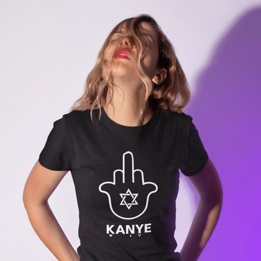 "FUCK KANYE HAMSA" Black Custom T-Shirt for Women